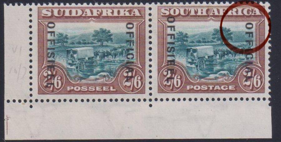 SA 1932 2/6 OFFICIAL "THIN LETTERING" DROPPED OFFICIAL  - SACC O22da SUPERB HINGED MINT CV R3500