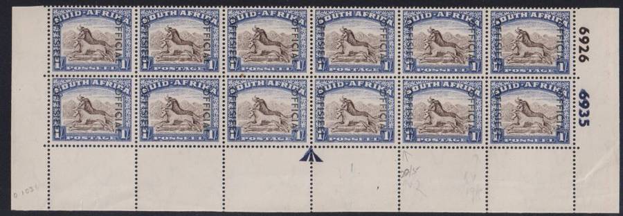 SA 1950 RARE 1/- OFFICIAL PART SHEET WITH CYL UM - SACC O46a  CV R18000