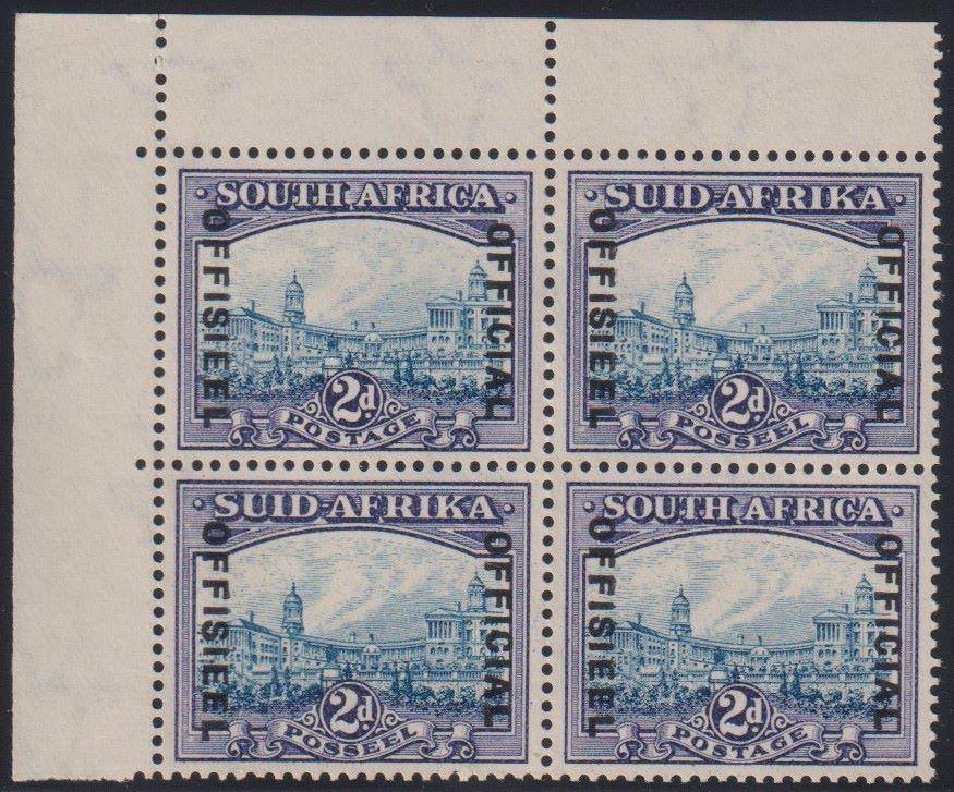 SA 1935 2d OFFICIAL SUPERB UNMOUNTED MINT CORNER BLOCK  SACC O28  CV R6000