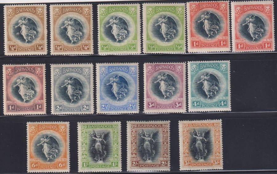 BARBADOS 1920 SET & SHADES HINGED MINT CV £150