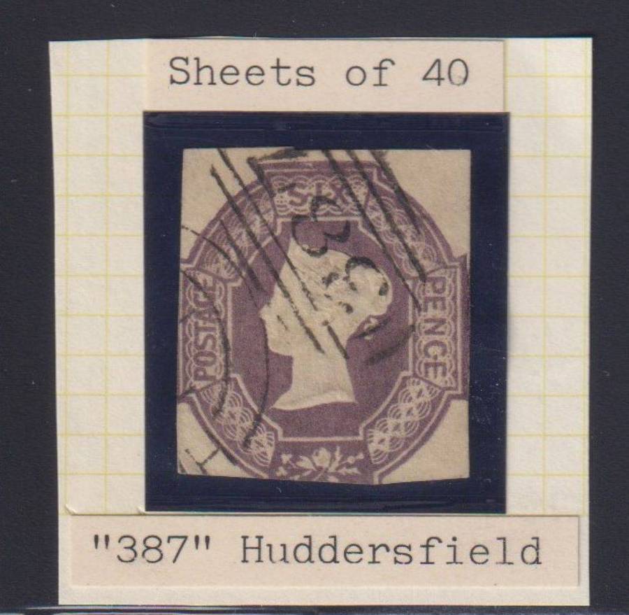 GB 6d EMBOSSED CUT SQUARE USED IN HUDDERSFIELD