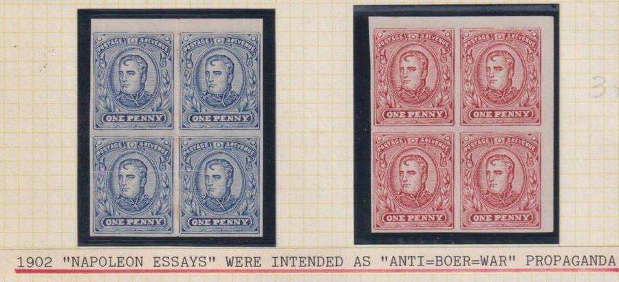 GB 1902 NAPOLEON ESSAYS - INTENDED AS ANTI BOER WAR PROPAGANDA STAMPS