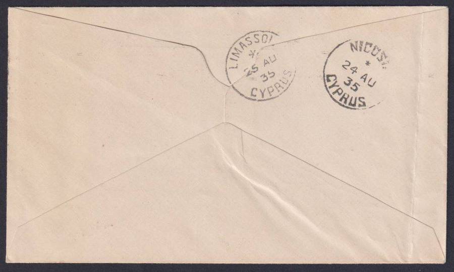 EGYPT - 1935 FLIGHT - CAIRO-LIMASSOL,CYPRUS- SUPERB