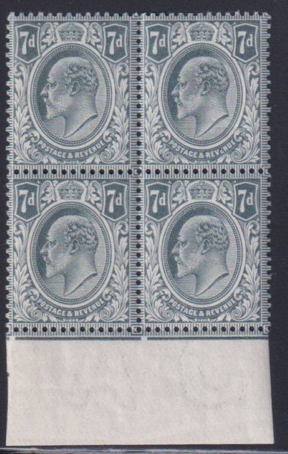 GB 1912 KEV11 7d PALE GREY BLOCK SUPERB UNMOUNTED MINT