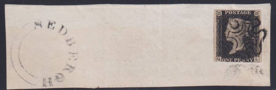 GREAT BRITAIN 1840 1d BLACK ON PIECE SOUND  USED