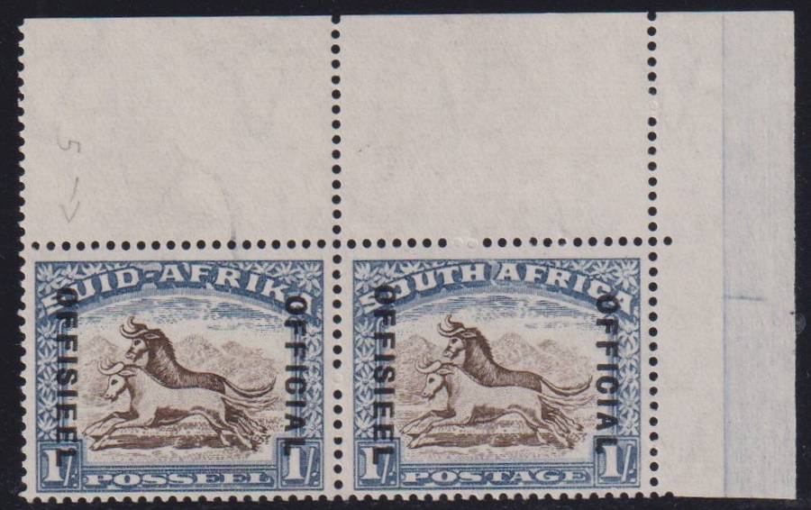 SOUTH AFRICA 1935  1/- OFFICIAL - SACC O31 UNMOUNTED MINT CORNER  - CV R1300