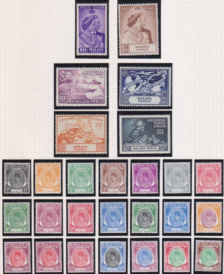 MALAYA PERLIS KGV1 1951  SET & 1948 RSW HINGED MINT SETS  - CV £205