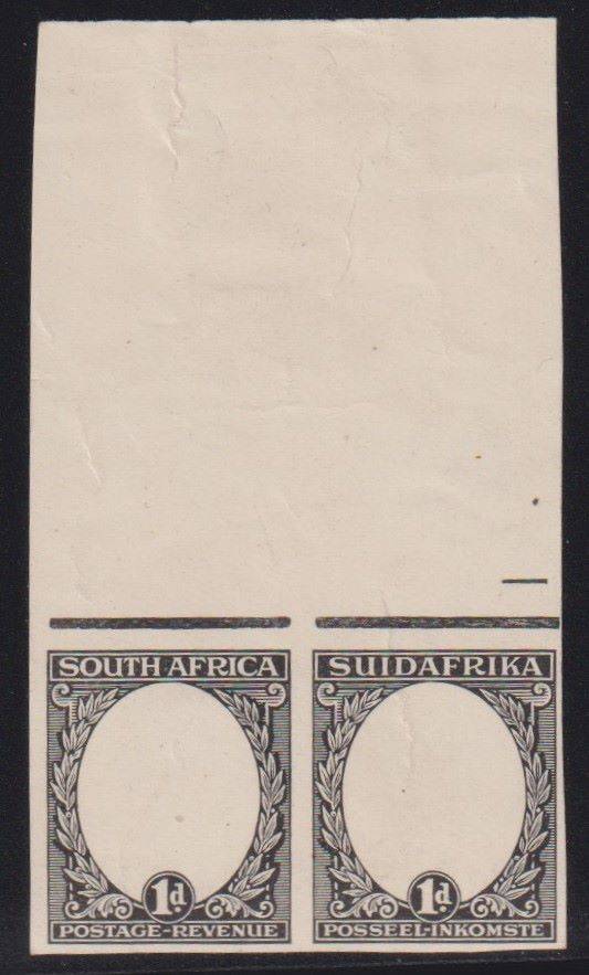 SOUTH AFRICA 1926 1d IMPERF FRAME  PLATE PROOF TOP MARGINAL