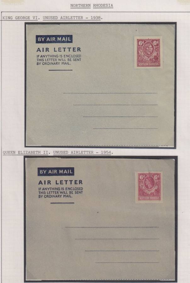 NORTHERN RHODESIA 1938 -1954 UNUSED AIRLETTERS