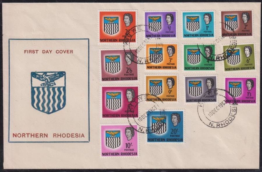 NORTHERN RHODESIA 1963 DEFINITIVE SET OF FDC - SUPERB - CV R1800