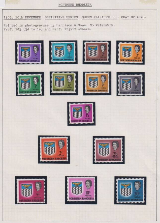 NORTHERN RHODESIA 1963 QE11 DEFINS UNMOUNTED MINT