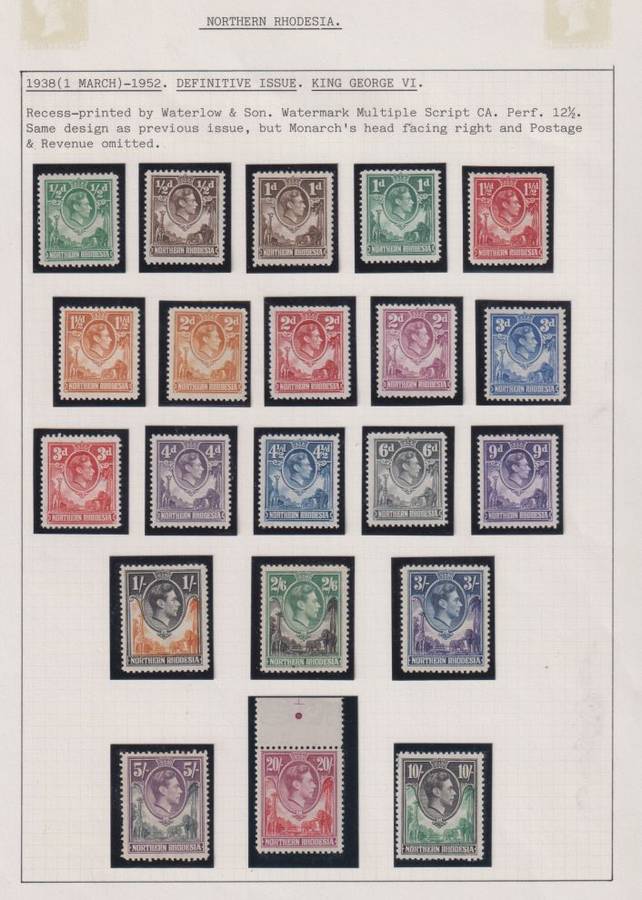 NORTHERN RHODESIA KGV1 1938 SET M/UM