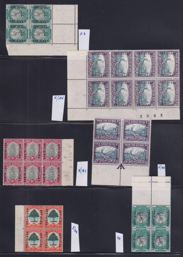 SA LOVELY LOT OF 1930-1947 OFFICIALS IN BLOCKS UM/M