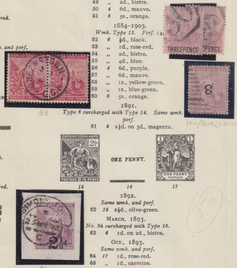 CAPE OF GOOD HOPE NICE LOT OF TRIANGLES ON ALBUM PAGE