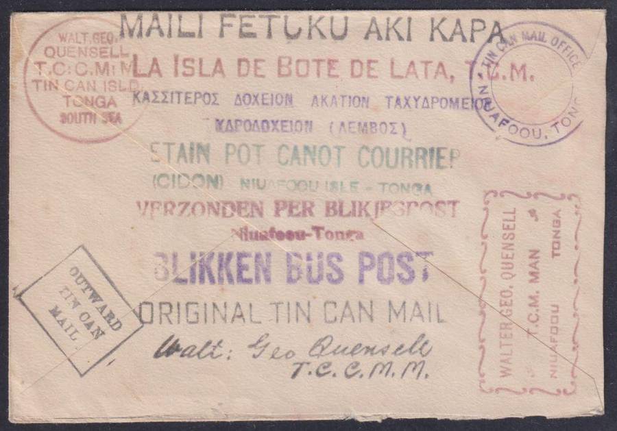 TONGA TIN CAN MAIL COVER