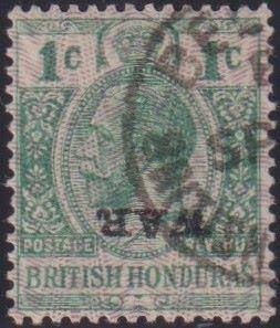 BRITISH HONDURAS 1916 1c INVERTED OVERPRINT SG 114 CV £350 FINE USED