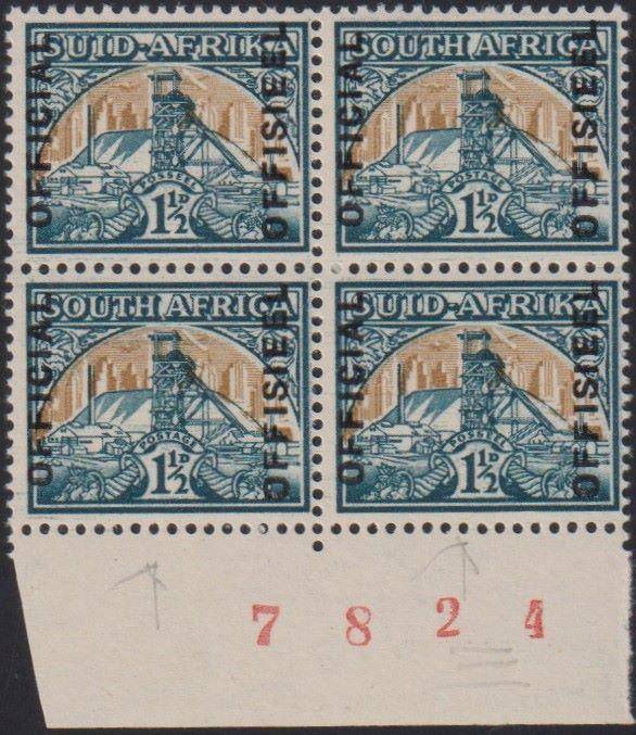 SA 1949 1 1/2d OFFICIAL SHEET # BLOCK UM - SACC O39 CV R3200
