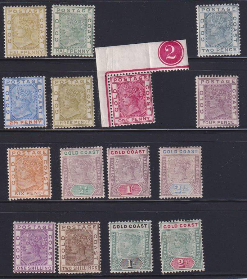 GOLD COAST 1875-1898 QVIC HINGED MINT LOT HIGH CV