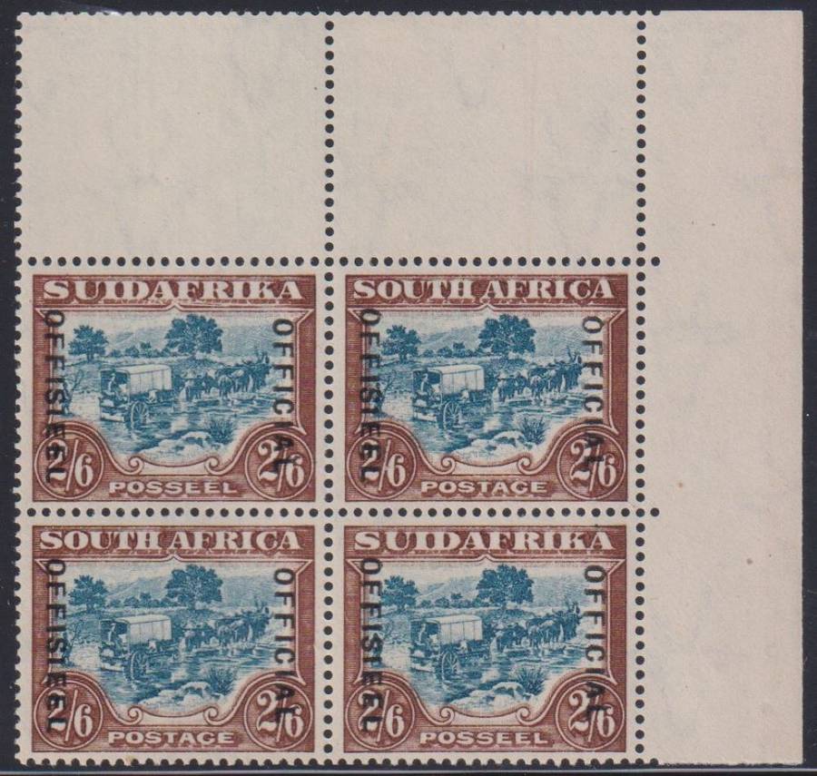 SA 1930 2/6 OFFICIAL BLOCK  SUPERB UM - SACC O20c CV R2400+