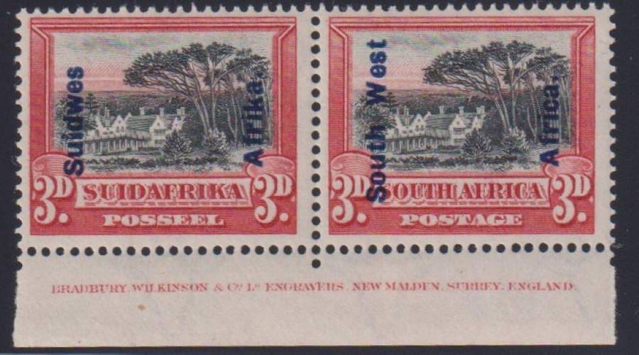 SWA 1926 LONDON 3d INSCRIPTIONAL PAIR UNMOUNTED MINT - SACC 76
