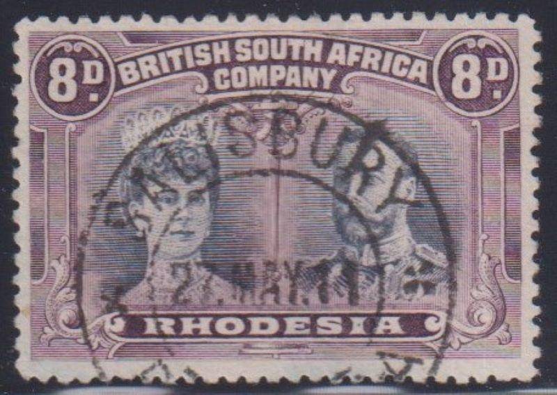 RHODESIA 1910 8d DOUBLE HEAD FINE USED SACC 147