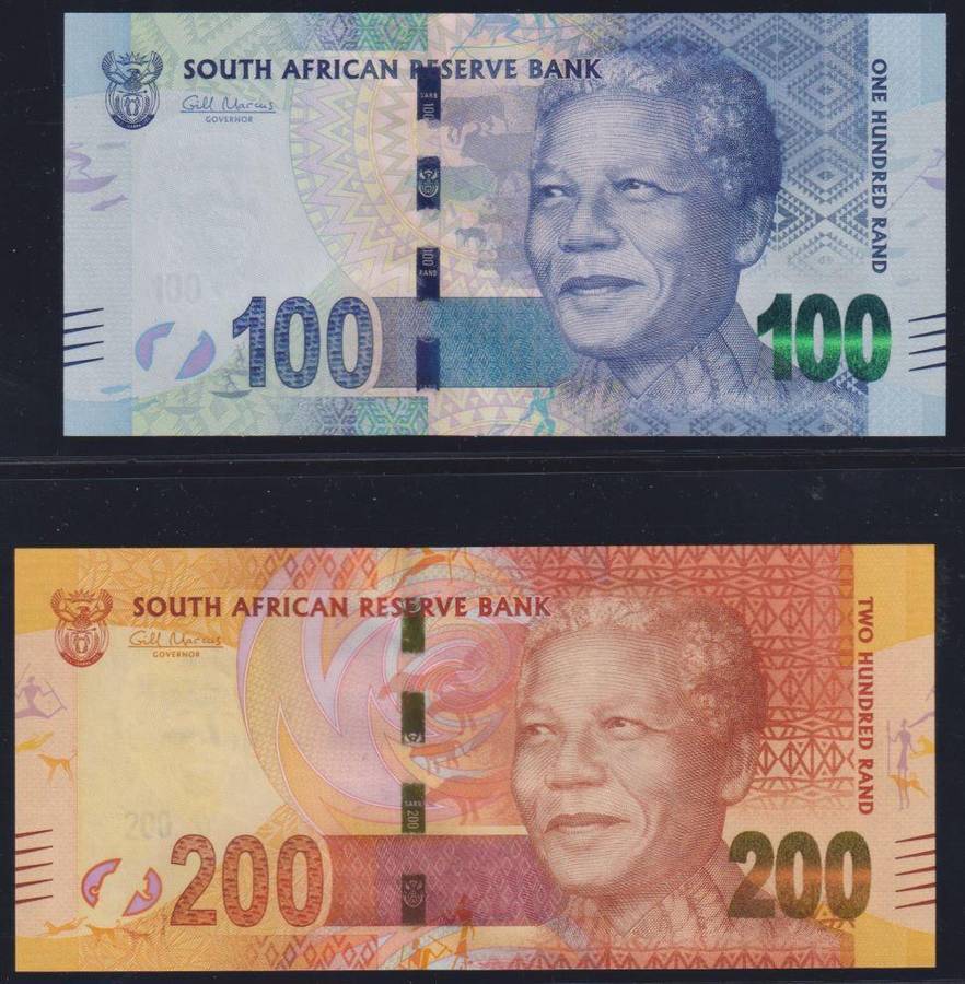 RSA "GILL MARCUS" SET OF UNC NOTES LOW SAME SERIAL NUMBER WITH "NM (Nelson Mandela) SERIAL #'S