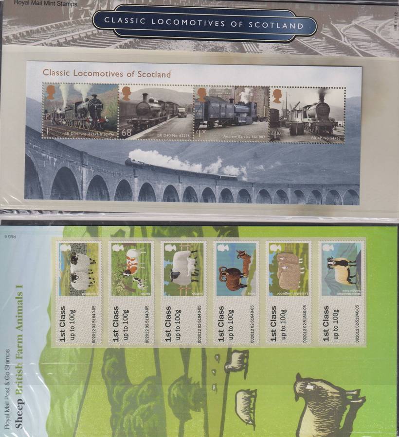 GREAT BRITAIN 2012  ISSUES - BOOKLETS, MIN SHEETS - DAHL, ROYALTY, SOCCER, TRAINS