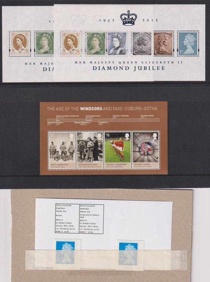 GREAT BRITAIN 2012  ISSUES - BOOKLETS, MIN SHEETS - DAHL, ROYALTY, SOCCER, TRAINS