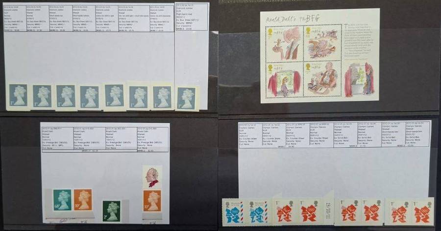 GREAT BRITAIN 2012  ISSUES - BOOKLETS, MIN SHEETS - DAHL, ROYALTY, SOCCER, TRAINS