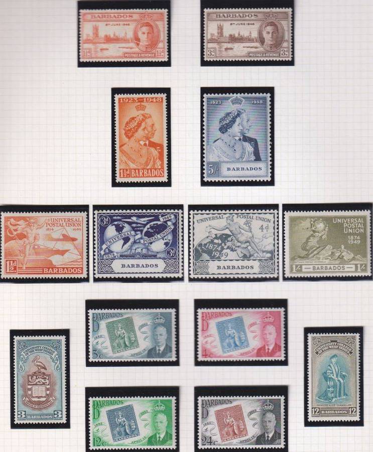 BARBADOS, NEWFOUNDLAND,NEW ZEALAND KGV1 ERA  SUPERB HINGED MINT LOT ON PAGES