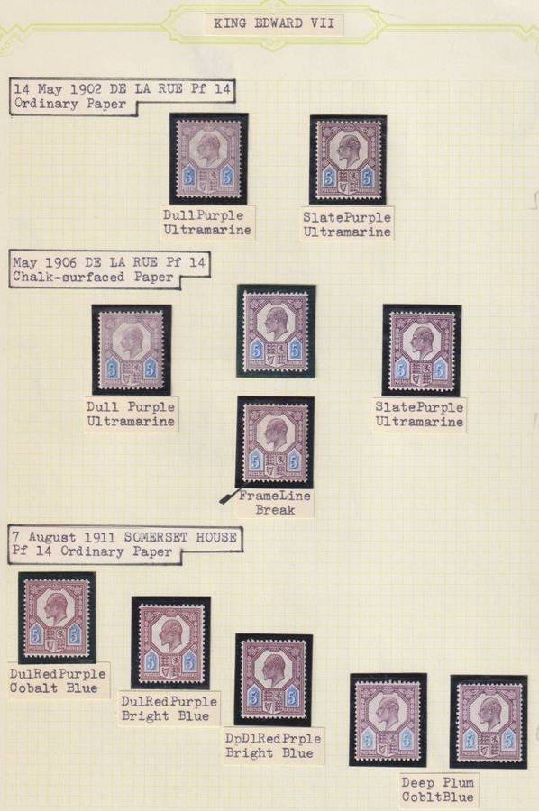 GREAT BRITAIN 1902-1911 KEV11 5d STUDY ON PAGE FINE MINT