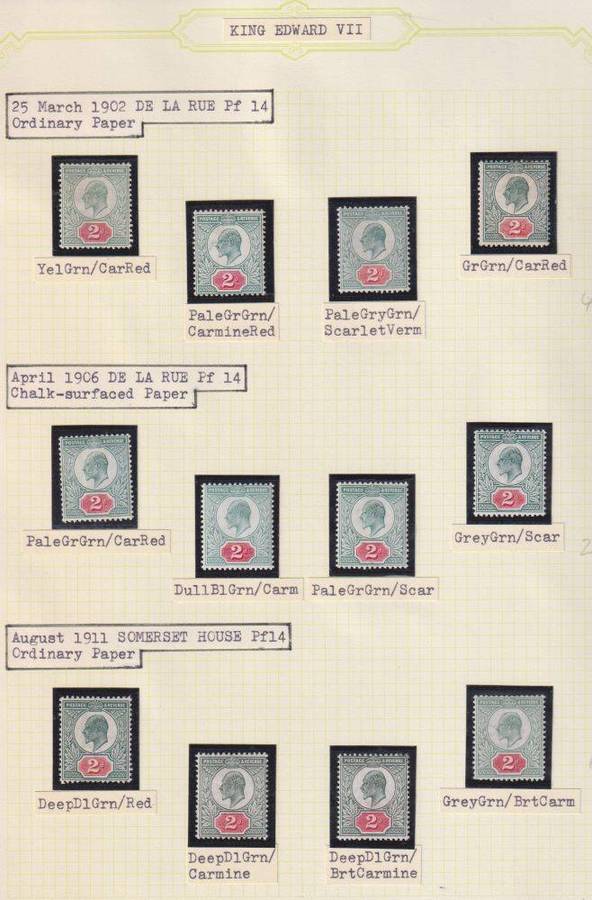 GREAT BRITAIN KEV11 1902-11 2d's PAPER & SHADES STUDY FINE MINT