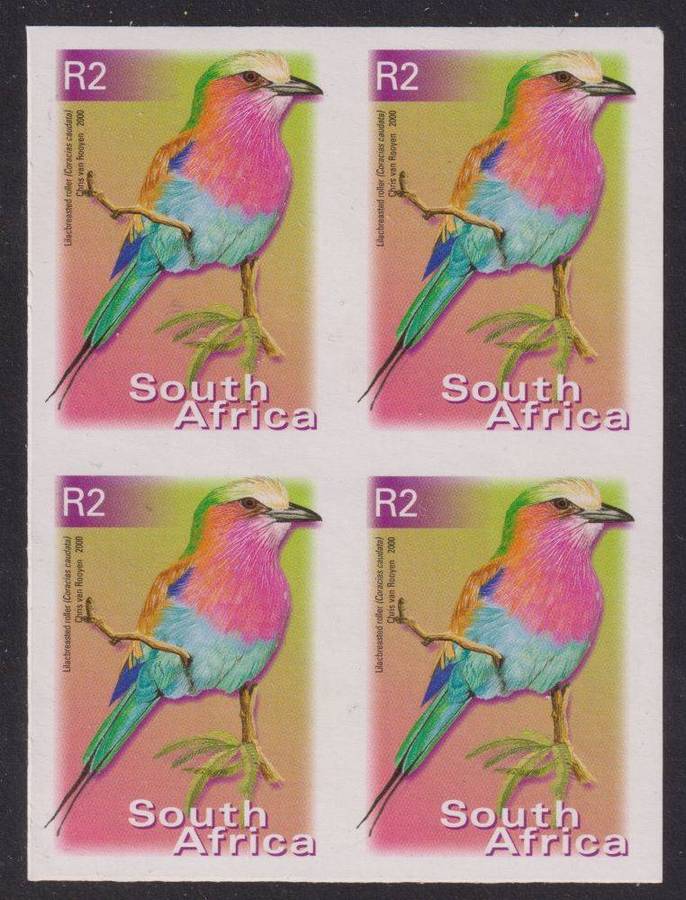 SOUTH AFRICA 7th DEFINITIVE R2 & R5 IMPERF BLOCKS OF 4 UNMOUNTED MINT