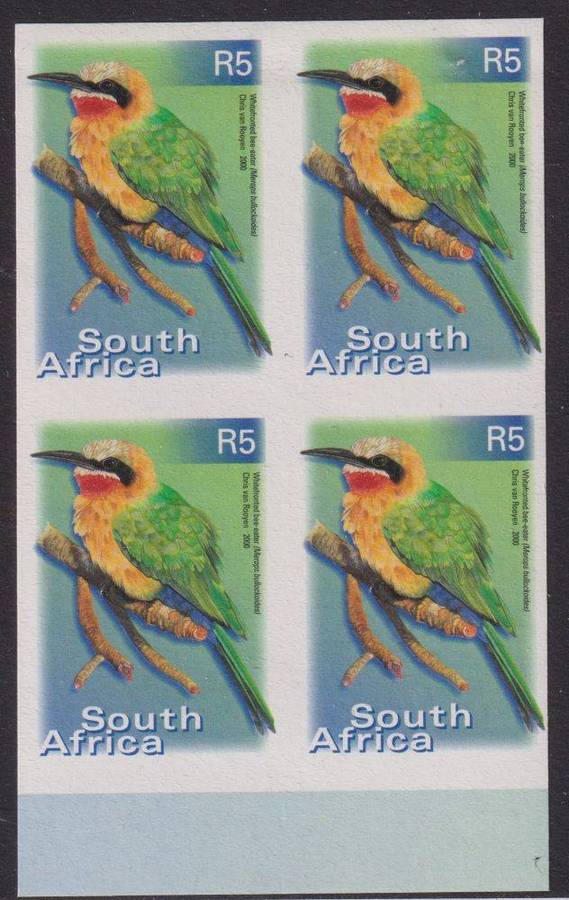 SOUTH AFRICA 7th DEFINITIVE R2 & R5 IMPERF BLOCKS OF 4 UNMOUNTED MINT