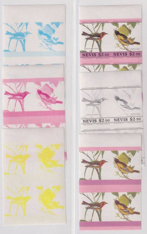 NEVIS - $2.50 BIRDS IMPERF PROGRESSIVE PROOFS UNMOUNTED MINT
