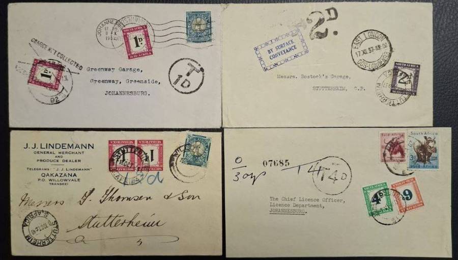 SOUTH AFRICA POSTAGE DUE COVERS- A SUPERB LOT!