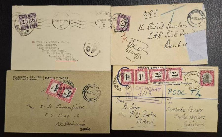 SOUTH AFRICA POSTAGE DUE COVERS- A SUPERB LOT!