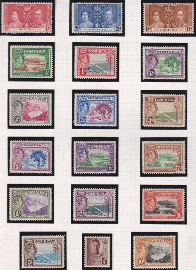DOMINICA  1937-1949 KGV1 ISSUES FINE MINT - SG 96-8, 99-109a,110-107 CV £126