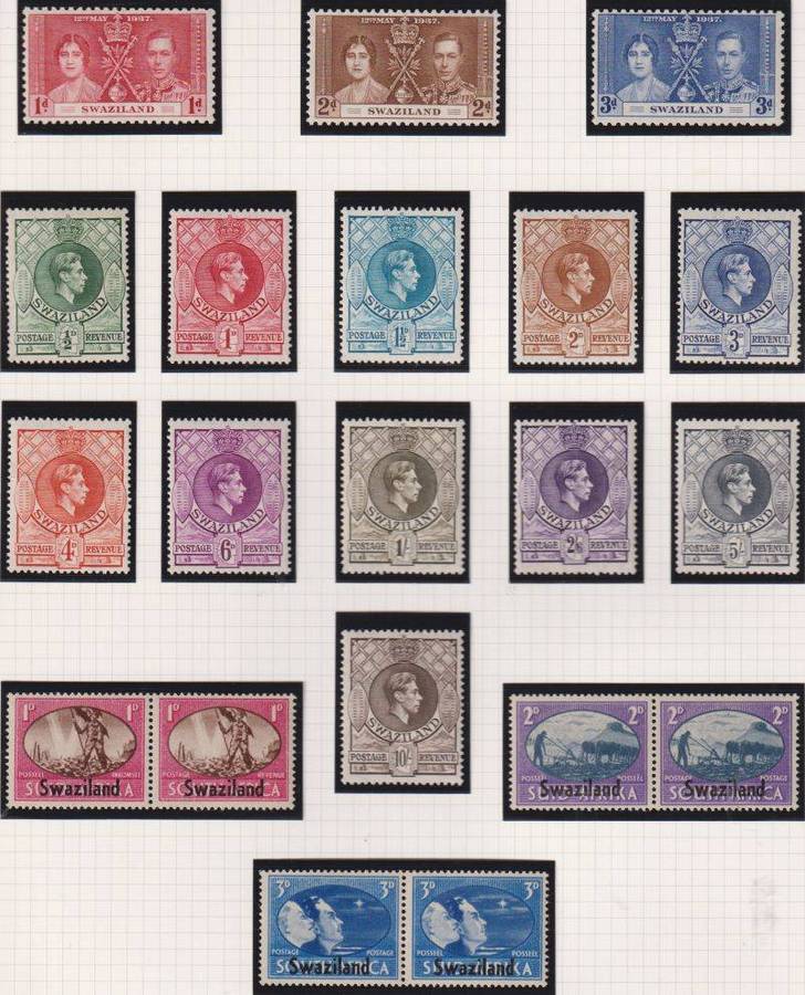 SWAZILAND & SOUTHERN RHODESIA  KGV1 ISSUES FINE HINGED MINT ON PAGES