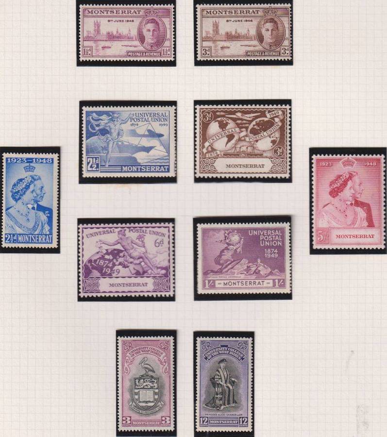 BARBADOS & MONTSERRAT KGV1 ISSUES FINE HINGED MINT ON PAGES