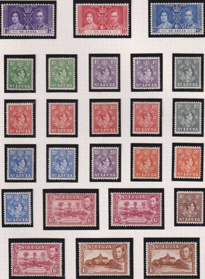 ANTIGUA & ST LUCIA KGV1 ISSUES FINE HINGED MINT ON PAGES