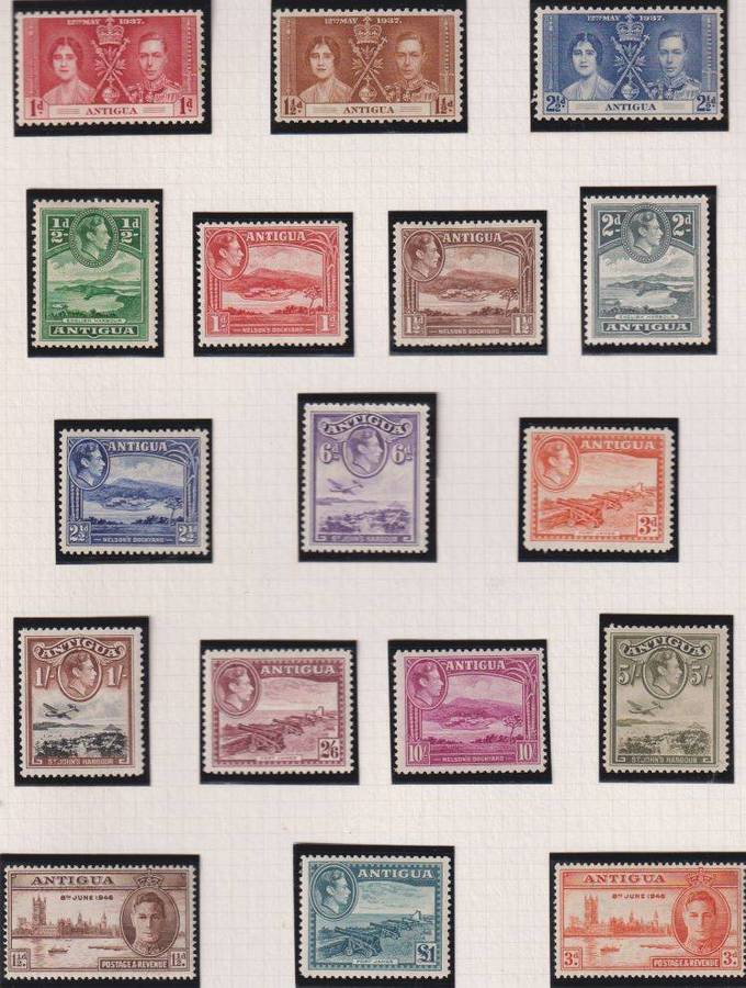 ANTIGUA & ST LUCIA KGV1 ISSUES FINE HINGED MINT ON PAGES