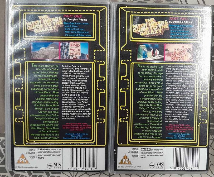 The Hitch Hiker's Guide To The Galaxy VHS set (Douglas Adams)