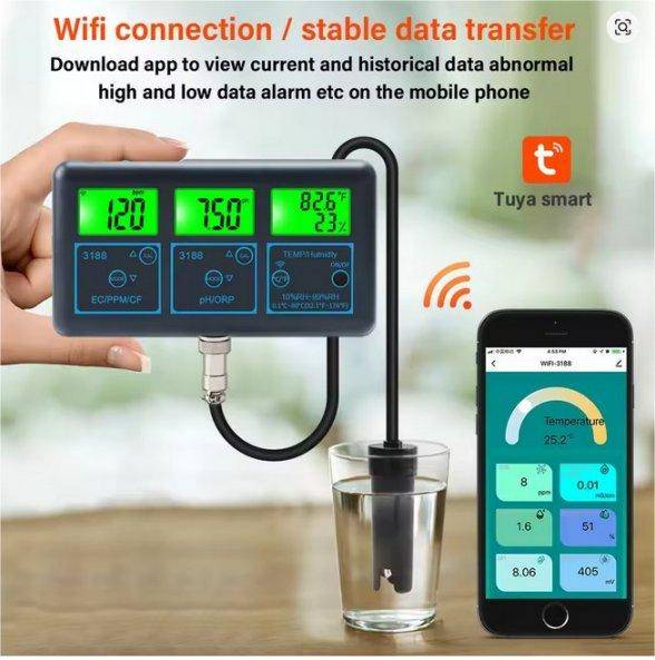 WiFi 7-in-1 Water Tester for Aquarium/Hydroponics etc.