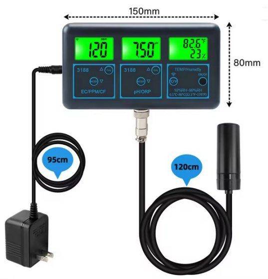 WiFi 7-in-1 Water Tester for Aquarium/Hydroponics etc.