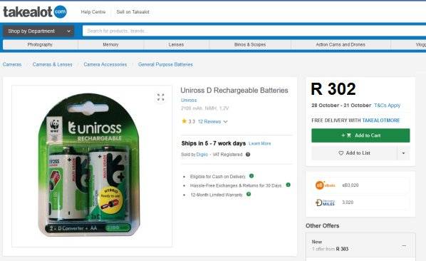 2 Pack Uniross Convert AA to D Rechargeable Batteries