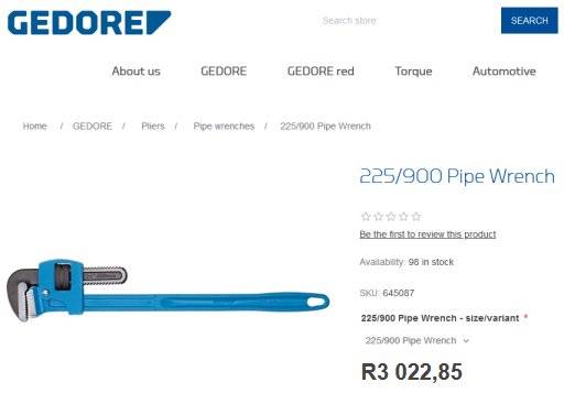Large Gedore Wrench No. 225/900 (Retail over R3000)