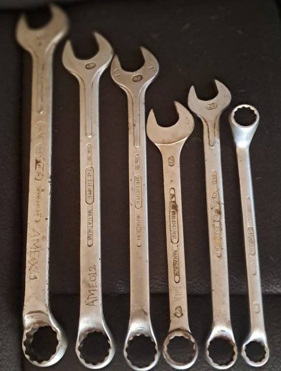 Set of six large Gedore Spanners