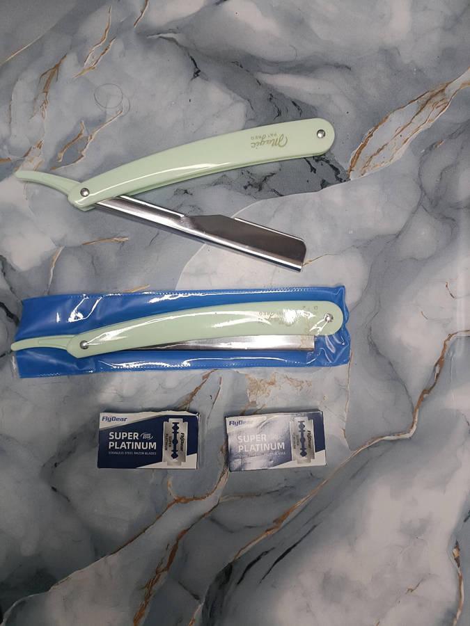 Straight Razor + Stainless Steel Blades