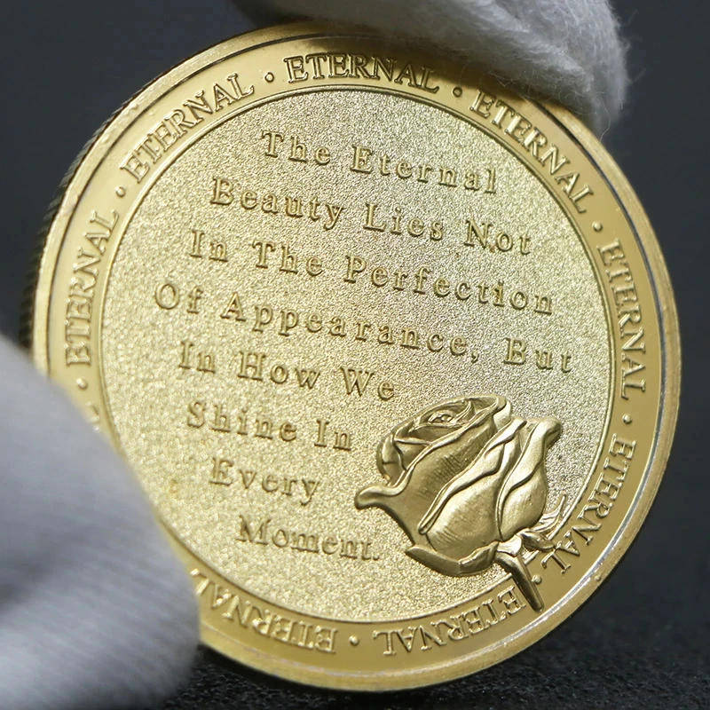 Gold Skull & Rose Coin  Striking Collectible Art